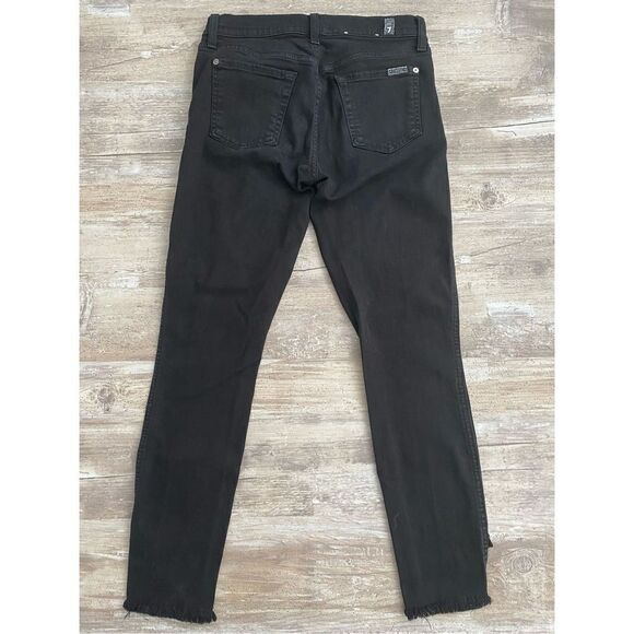 7 For All Mankind Skinny Jeans Ankle Cropped Raw Angled Hem Womens Size 25 - Picture 5 of 6